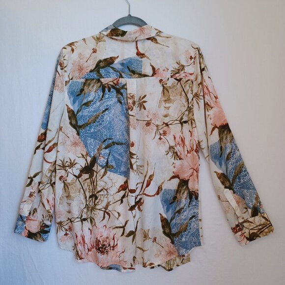 Chicos Floral Shirt Blouse Long Sleeve Button Down Womens Large Chicos size 2 - Picture 7 of 12